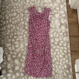 Ann Taylor Pink and Purple Floral Midi Dress
